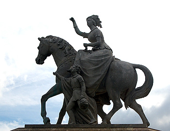 Closeup of the Hawking Party statue September 2011